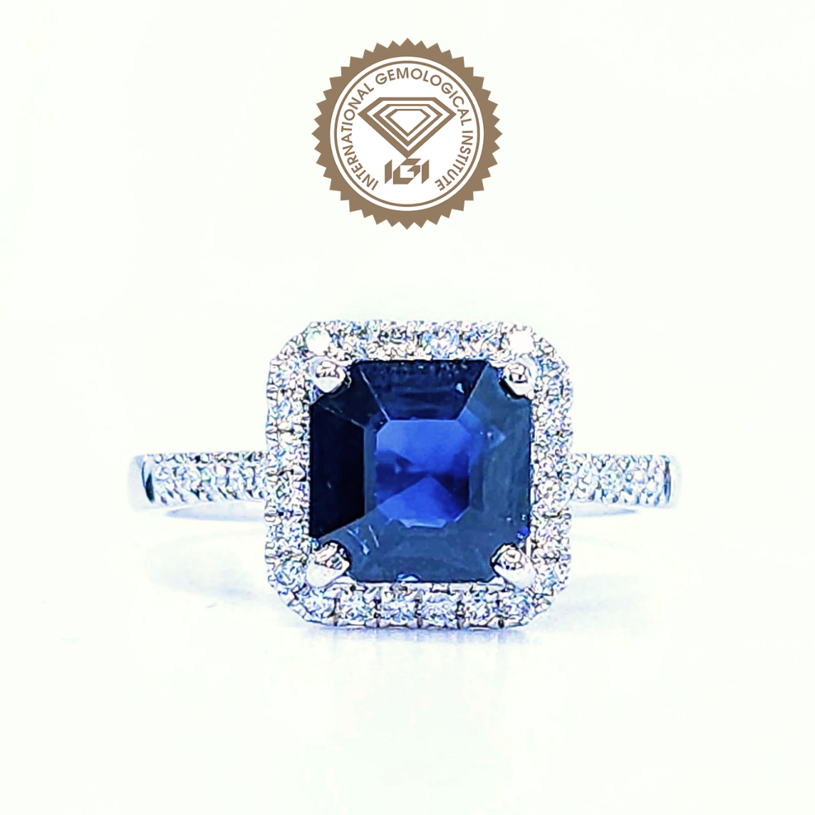 18K White Gold 2.09ct Sapphire and Diamond Ring