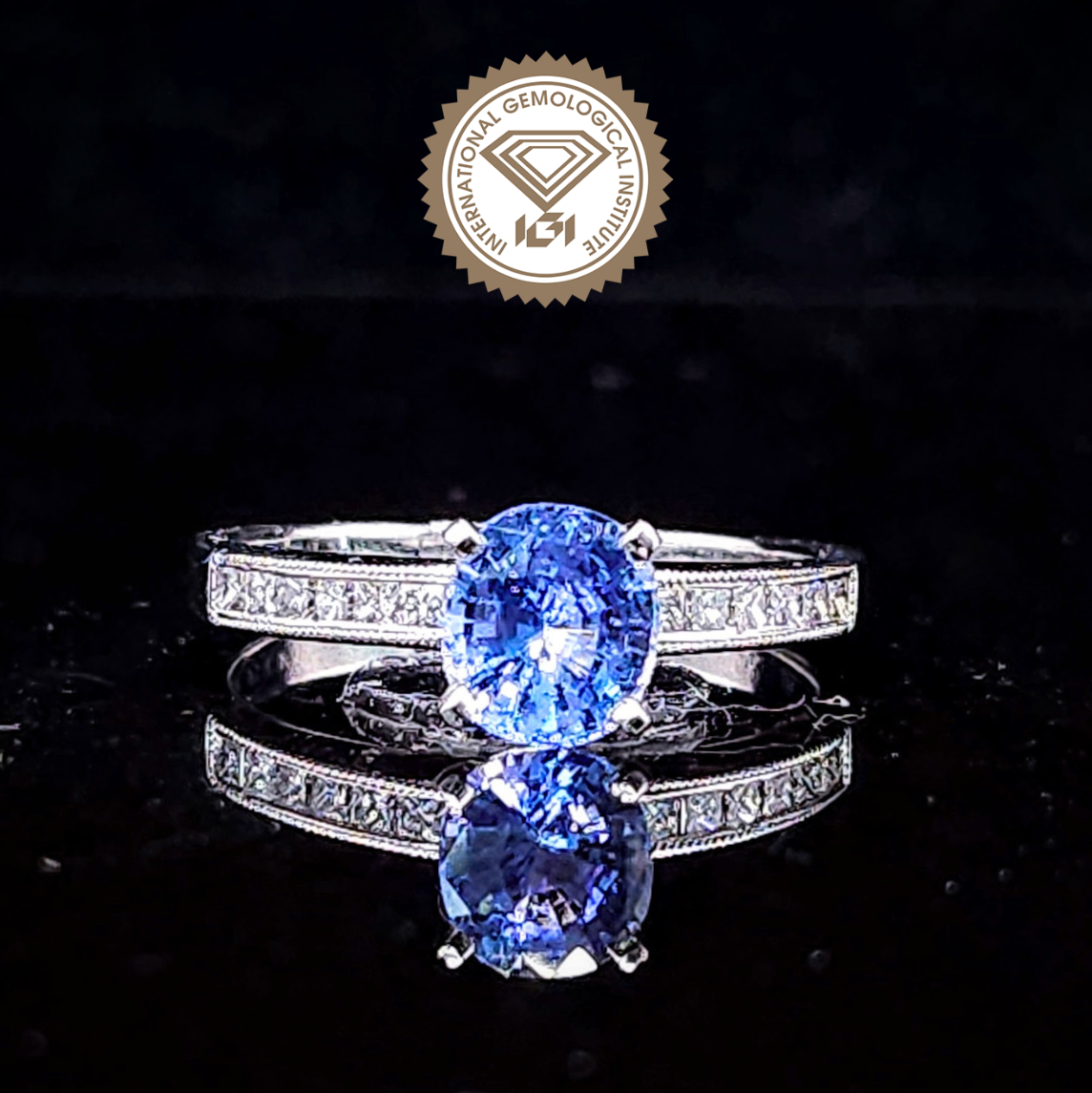 18K White Gold 1.18ct Sapphire and Diamond Ring
