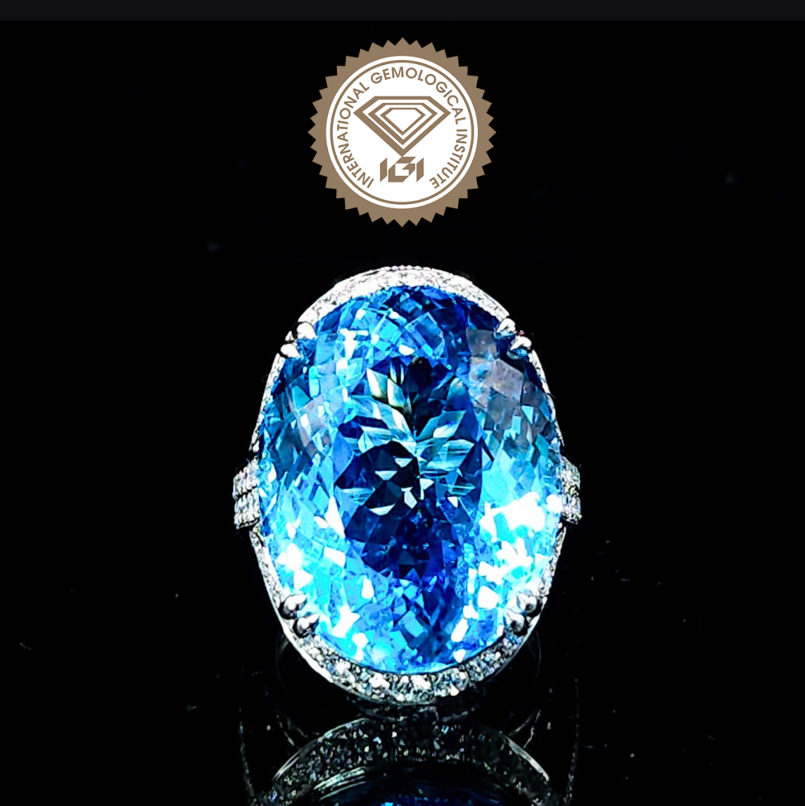 14K White Gold 46.03ct Paraiba and Diamond Ring