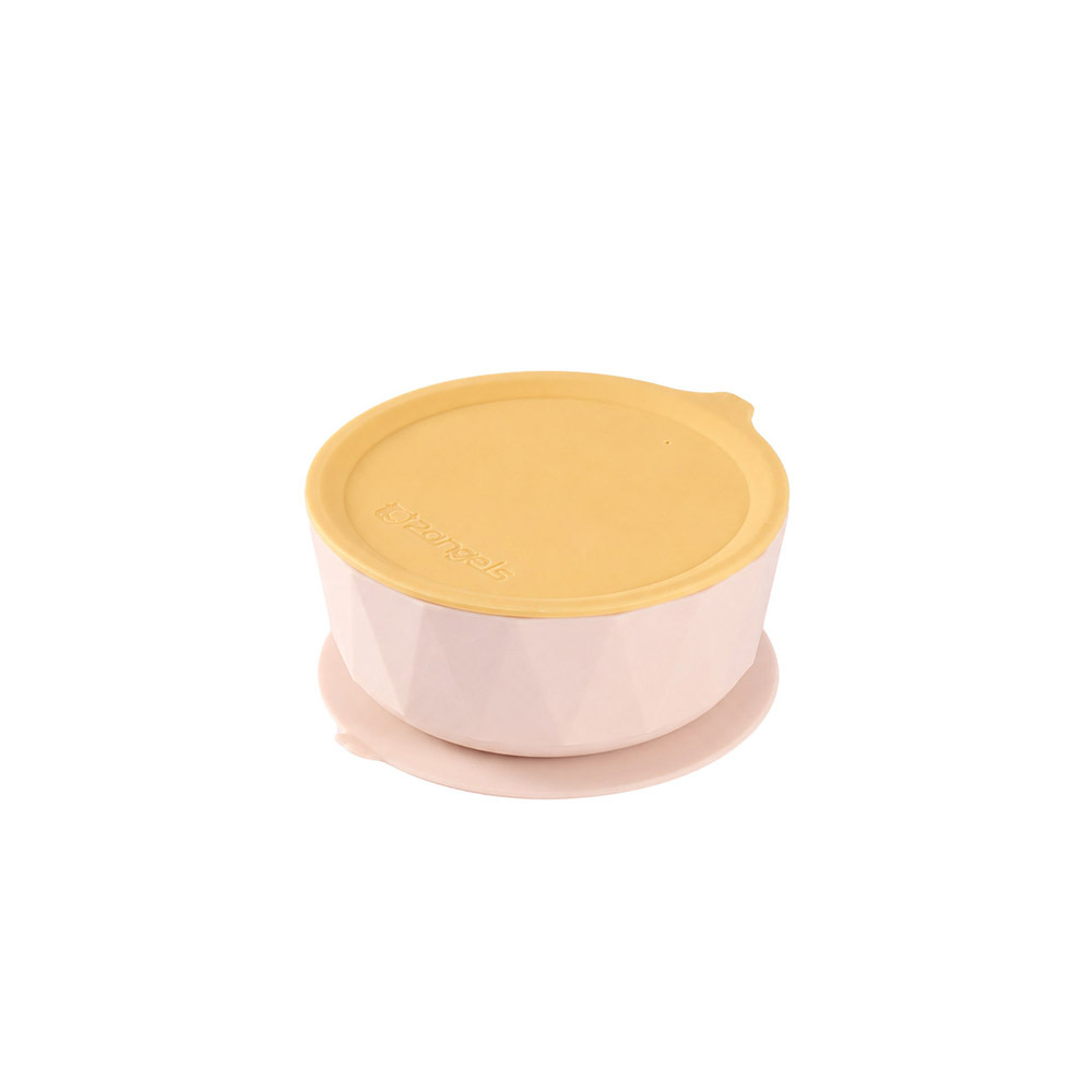 【2angels】Silicone diamond suction cup learning bowl (yellow)