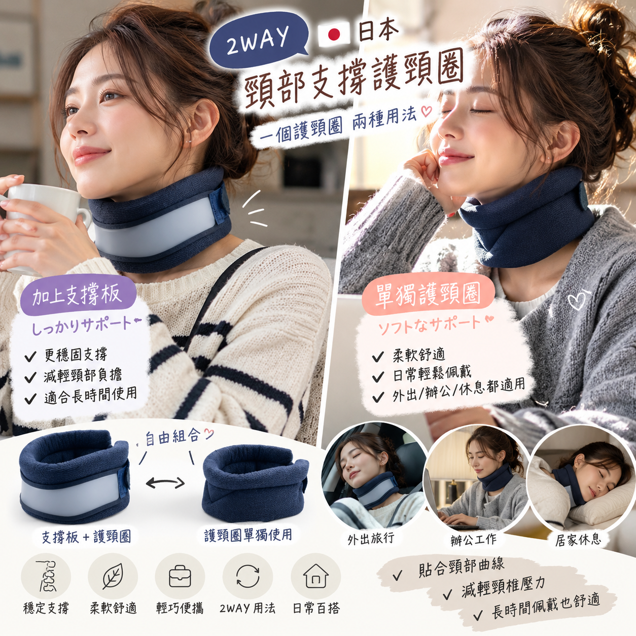 【預購】JM102001 2WAY 日本頸部支撐護頸圈