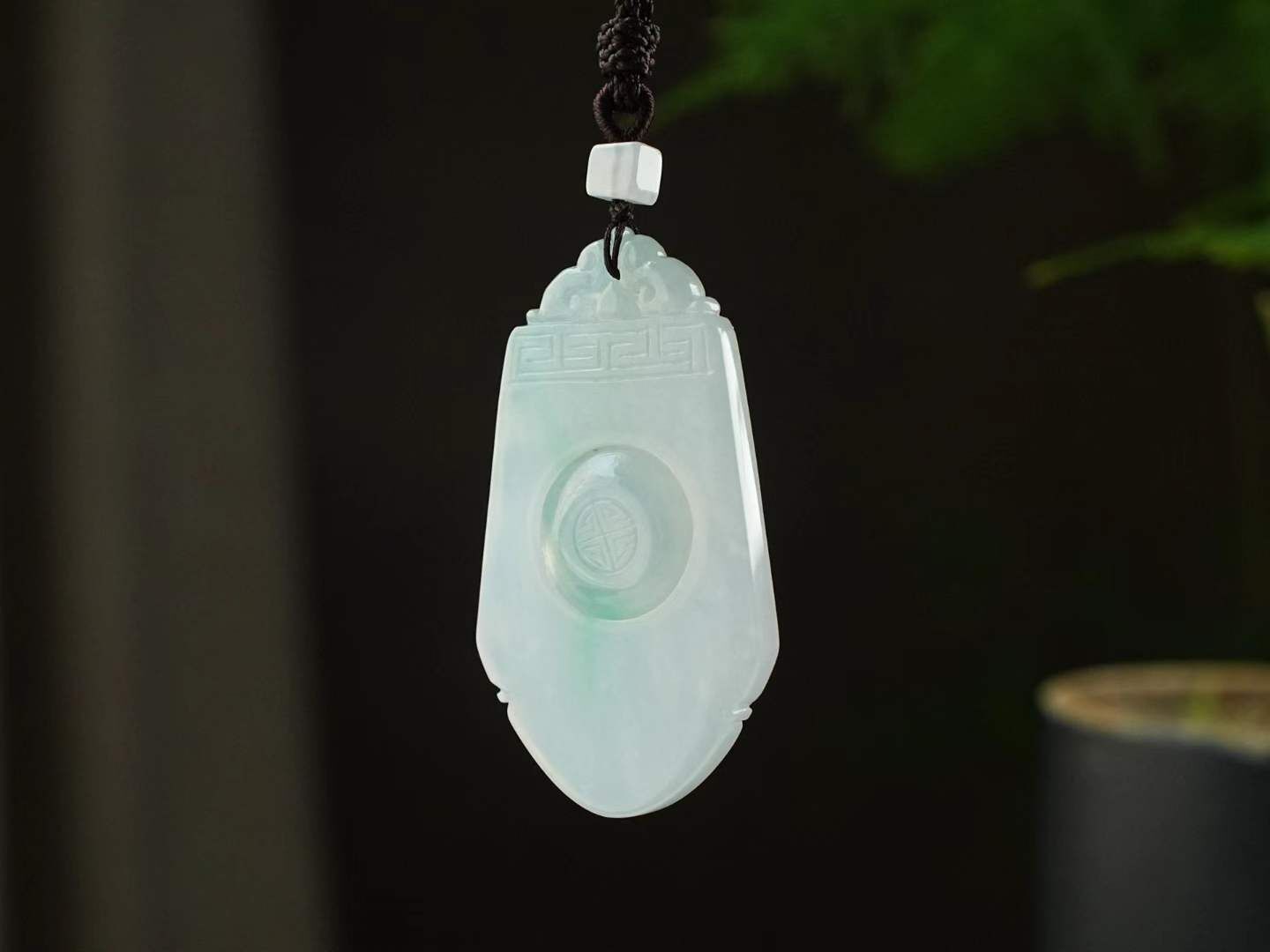 翡翠飄綠仿古福牌掛件,天然翡翠A玉, 緬甸玉, Jade, Jadeite