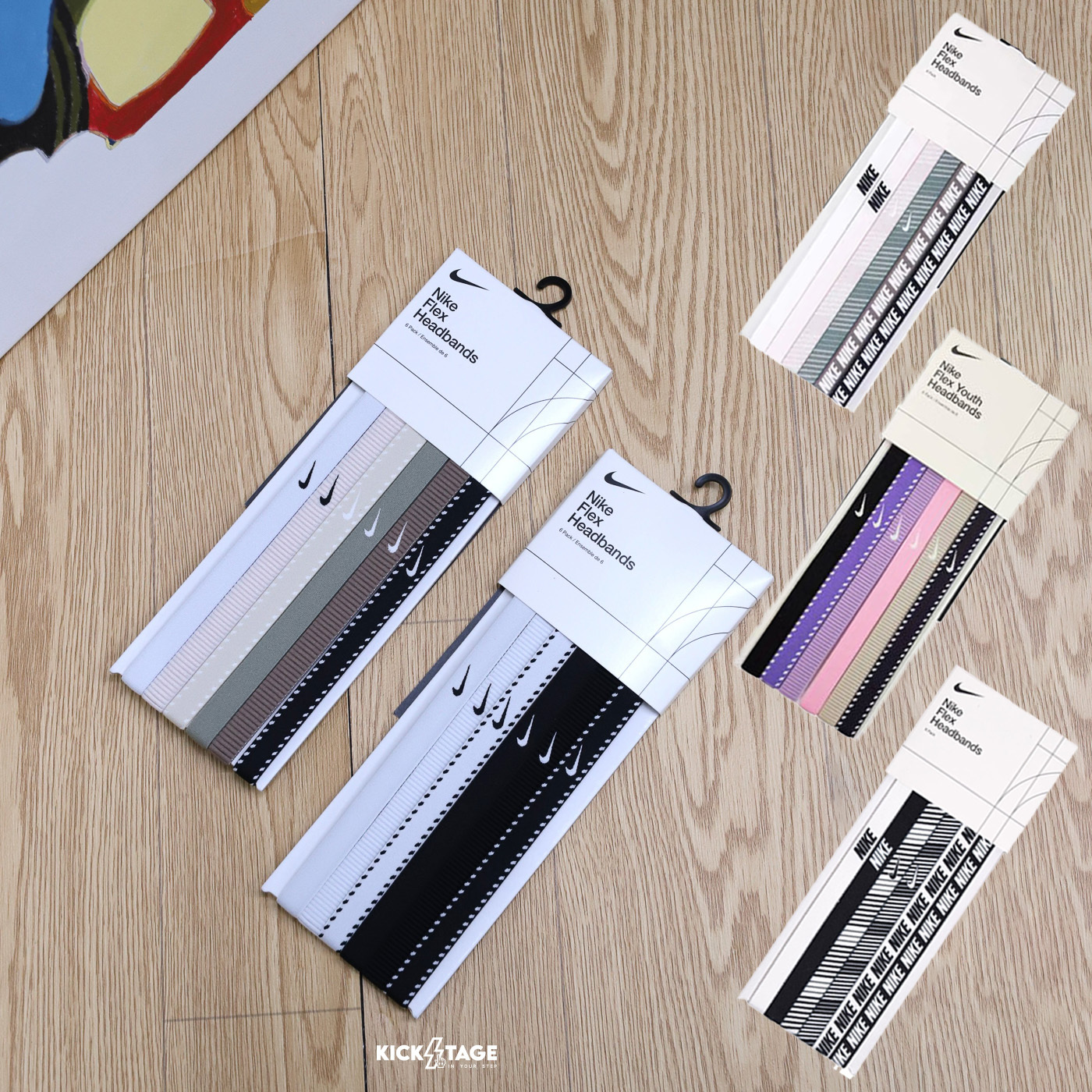 NIKE FLEX CLASSIC 拚色 黑白 粉紫 沙綠 6入 吸濕 防滑 矽膠 固定 籃球 運動 髮帶 頭帶【N10119】