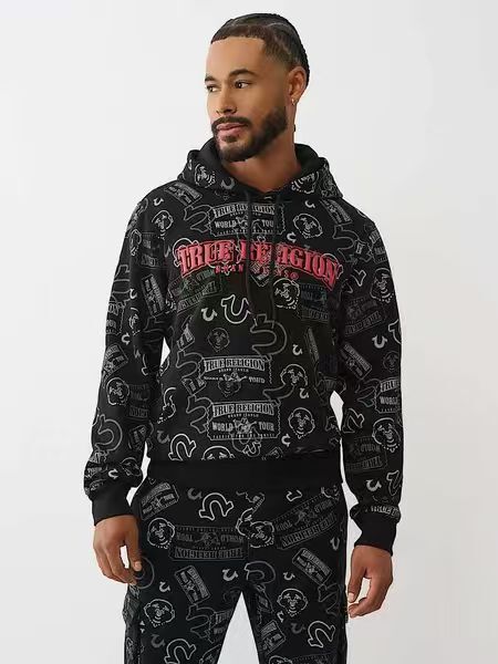 【預購】TRUE RELIGION N102006 印花連帽衛衣 (黑色)