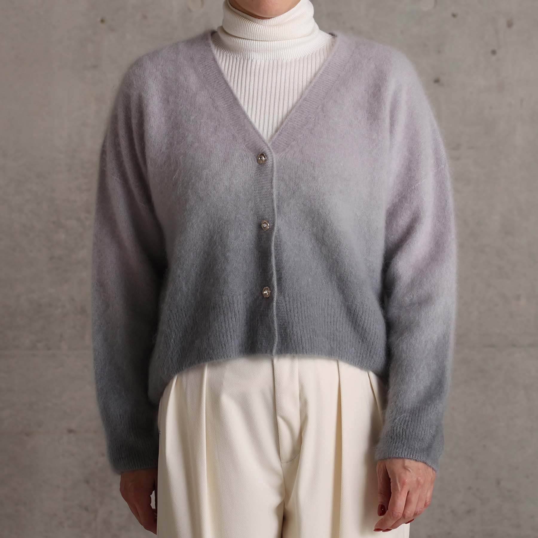 Pure Cashmere 漸層色開襟衫(灰）