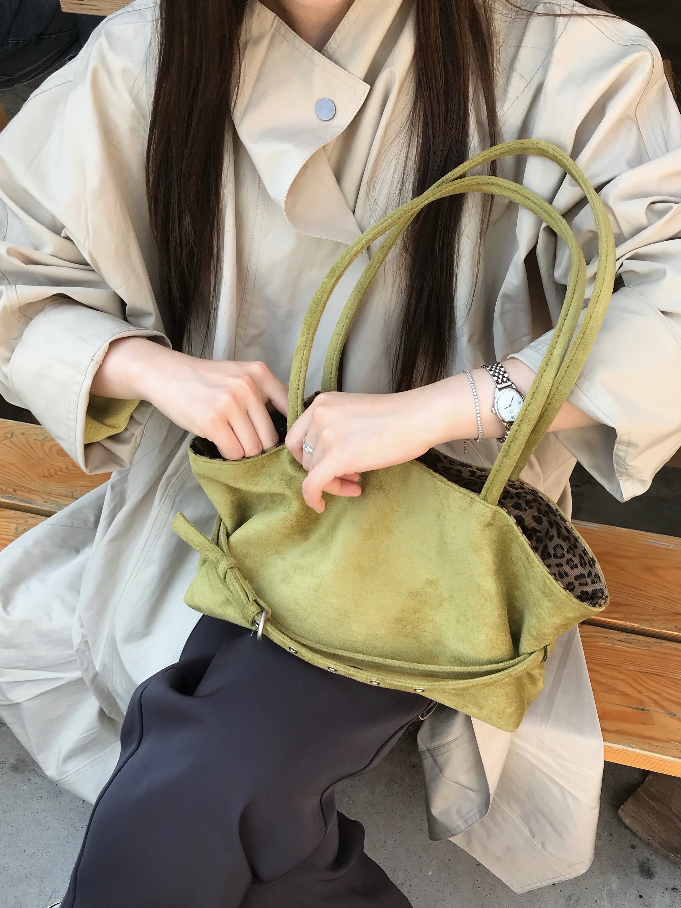 【預購】LETERIE 雙面 豹紋 腰帶元素 托特包 肩背包 MELLOW REVERSIBLE BELT TOTE BAG