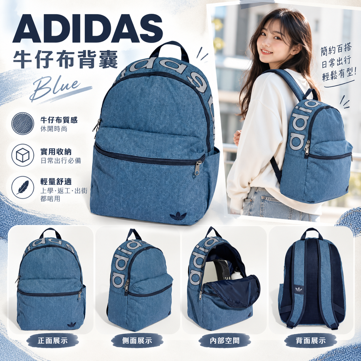 【預購】ADIDAS N0102057 牛仔布背囊