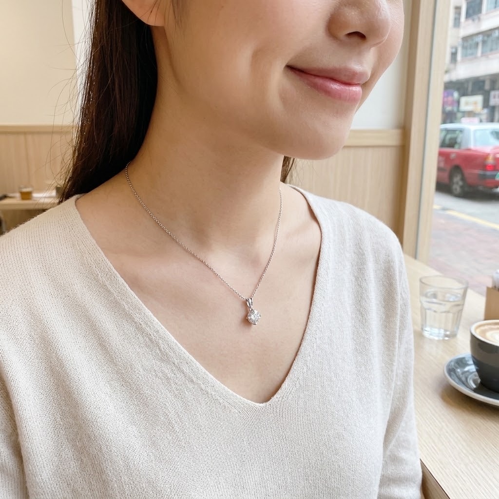 18K White Gold 0.72ct Diamond Pendant