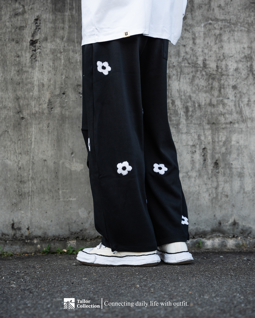 #預購 Tailor collection 美式復古 百搭修身 刺繡花花棉褲 兩色