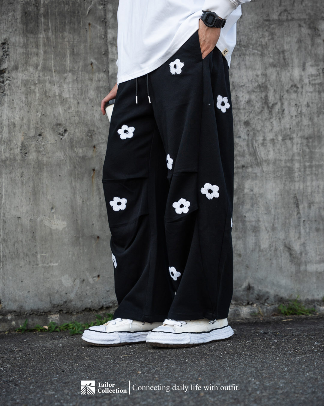 #預購 Tailor collection 美式復古 百搭修身 刺繡花花棉褲 兩色