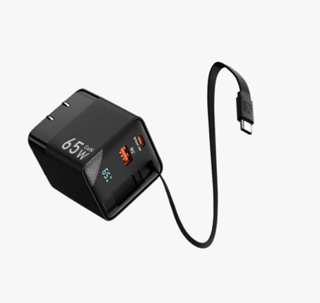 Choetech GaN 充電器 連伸縮式 USB-C 連接線 (PD65W Max)