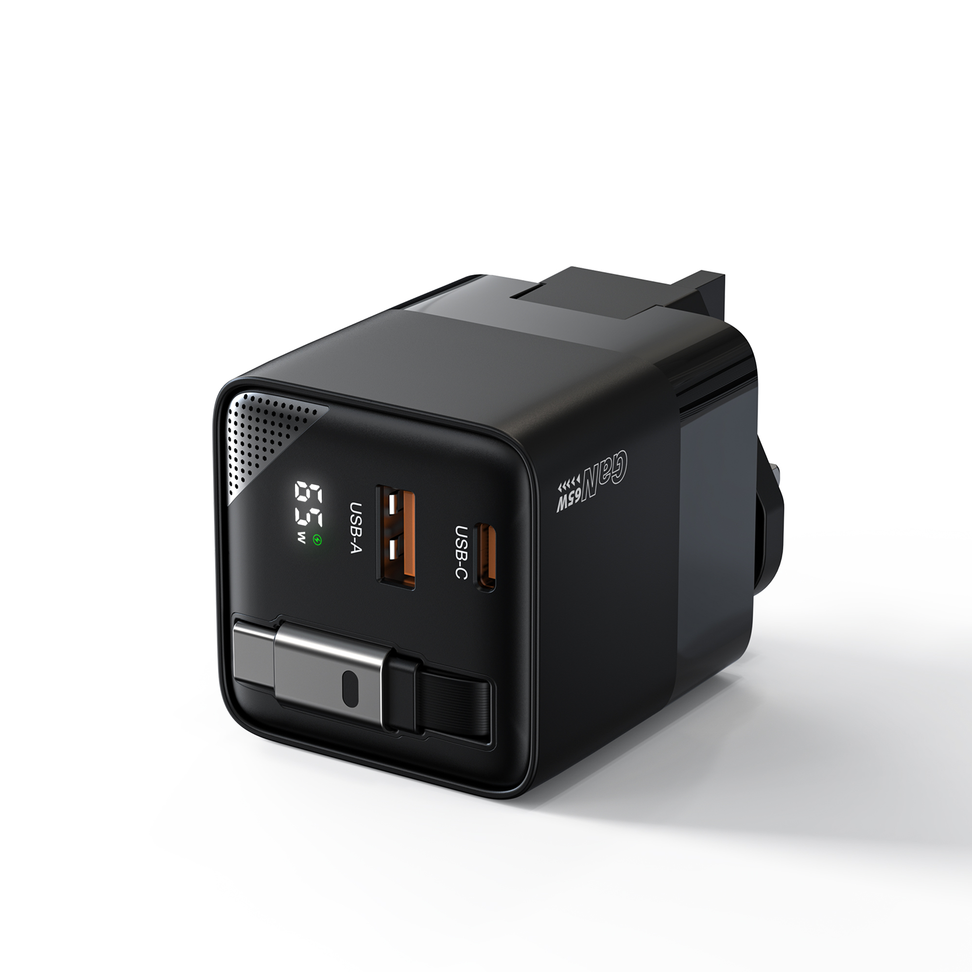 Choetech GaN 充電器 連伸縮式 USB-C 連接線 (PD65W Max)