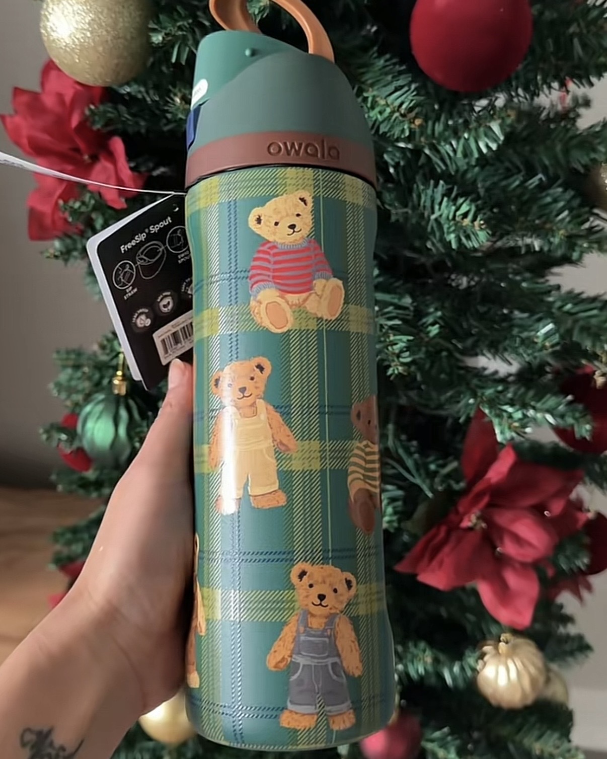 🇺🇸 Owala FreeSip Stainless Steel Water Bottle Special Edition 假期限定 聖誕節 泰迪熊 蝴蝶結 雪花 不鏽鋼保溫杯 直飲杯 吸管杯 24oz 710ml / 預購