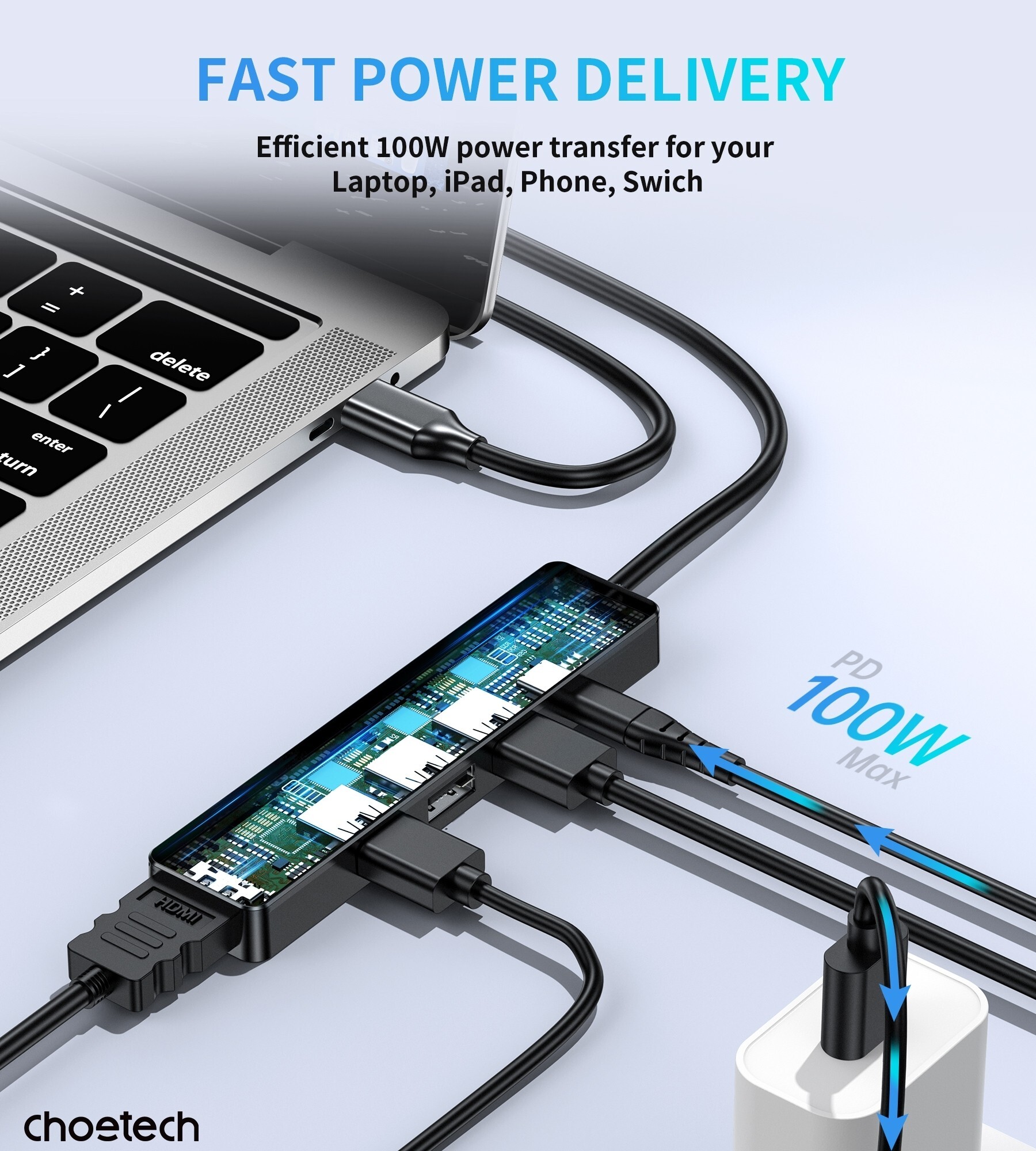 Choetech HubUs 5 合 1 USB-C 集線器 / 擴展塢