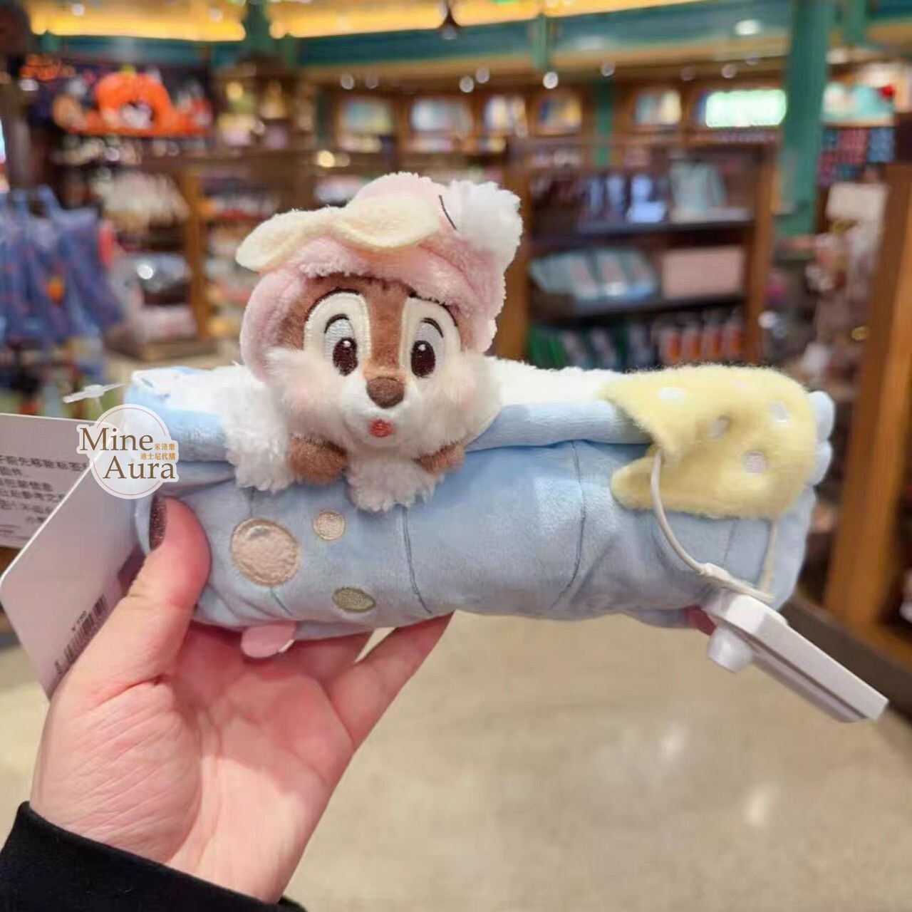 奇奇蒂蒂 Chip 'n Dale 歡樂泡泡浴系列 黑鼻 奇奇 Chip 絨毛 造型 筆袋 收納包 化妝包 -上海迪士尼樂園