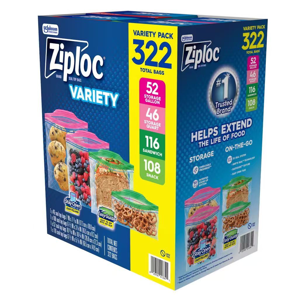 【直播】Ziploc LX102025 混合裝密封袋 (322個裝)
