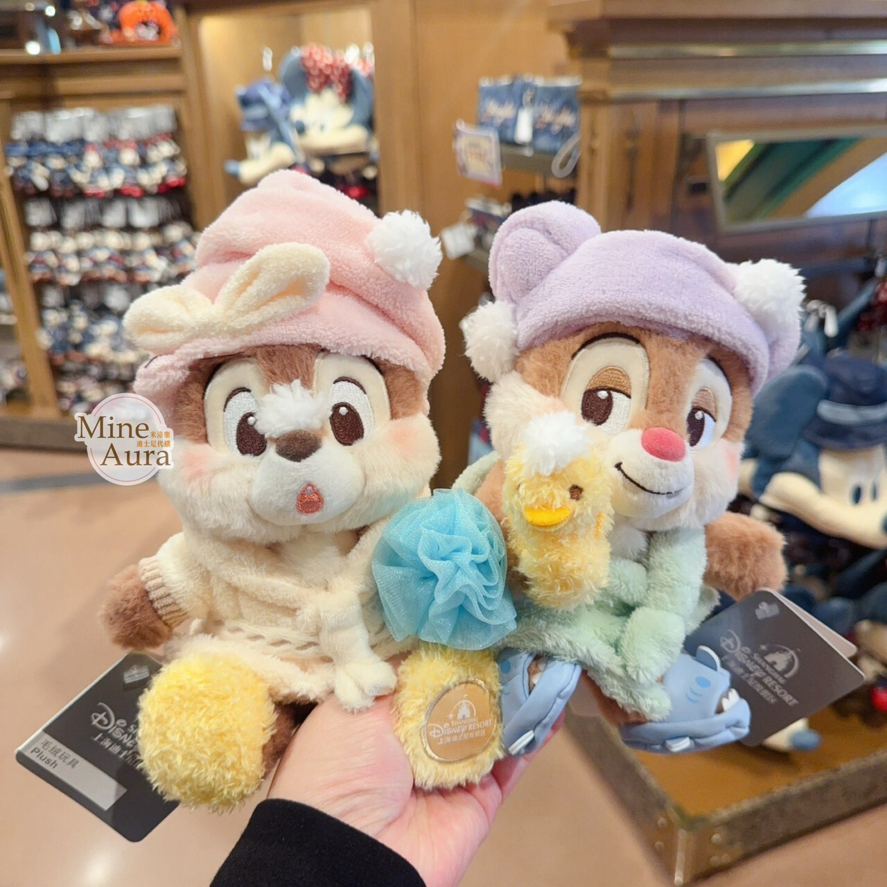 奇奇蒂蒂 Chip 'n Dale 歡樂泡泡浴系列 黑鼻 奇奇 Chip 絨毛 娃娃 公仔 -上海迪士尼樂園