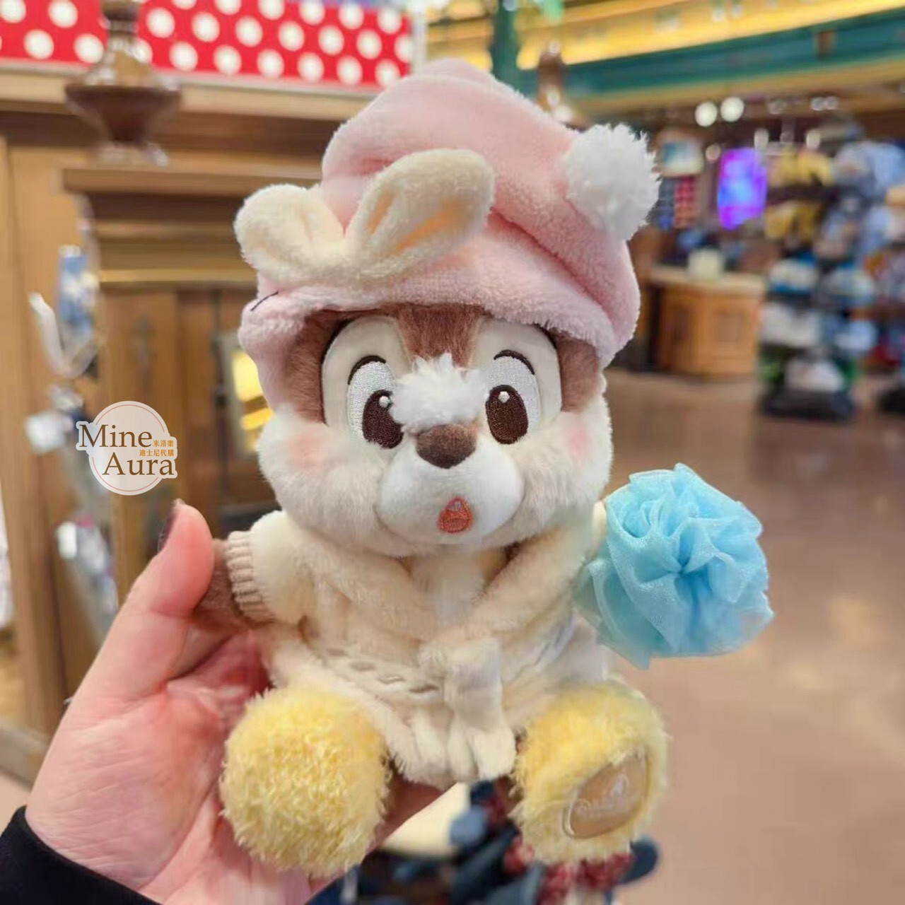 奇奇蒂蒂 Chip 'n Dale 歡樂泡泡浴系列 黑鼻 奇奇 Chip 絨毛 娃娃 公仔 -上海迪士尼樂園