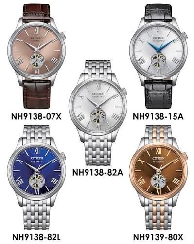 Citizen 星辰 Mechanical Open Heart Automatic Leather Sapphire NH9138-07X NH9138-15A NH9138-82A NH9138-82L NH9139-80X ,自動機械款 鏤空自動上鍊腕錶