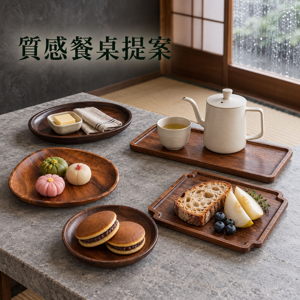🪵 質感餐桌提案 5件組 ｜木質餐盤・原木托盤