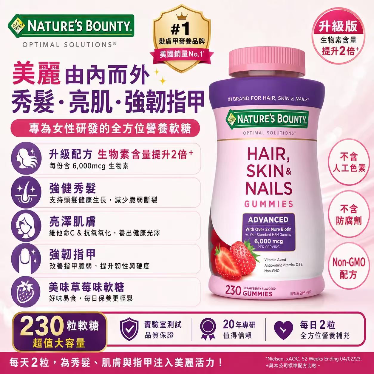 【直播】Nature's Bounty LX102059 護髮/膚/甲營養軟糖 (230粒裝)