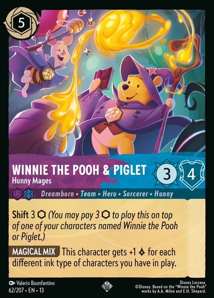 62/207·EN·13 Winnie the Pooh & Piglet - Hunny Mages (Super Rare)