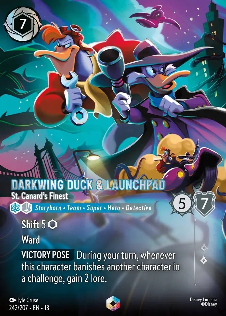 242/207·EN·13 Darkwing Duck & Launchpad - St. Canard's Finest (Enchanted)