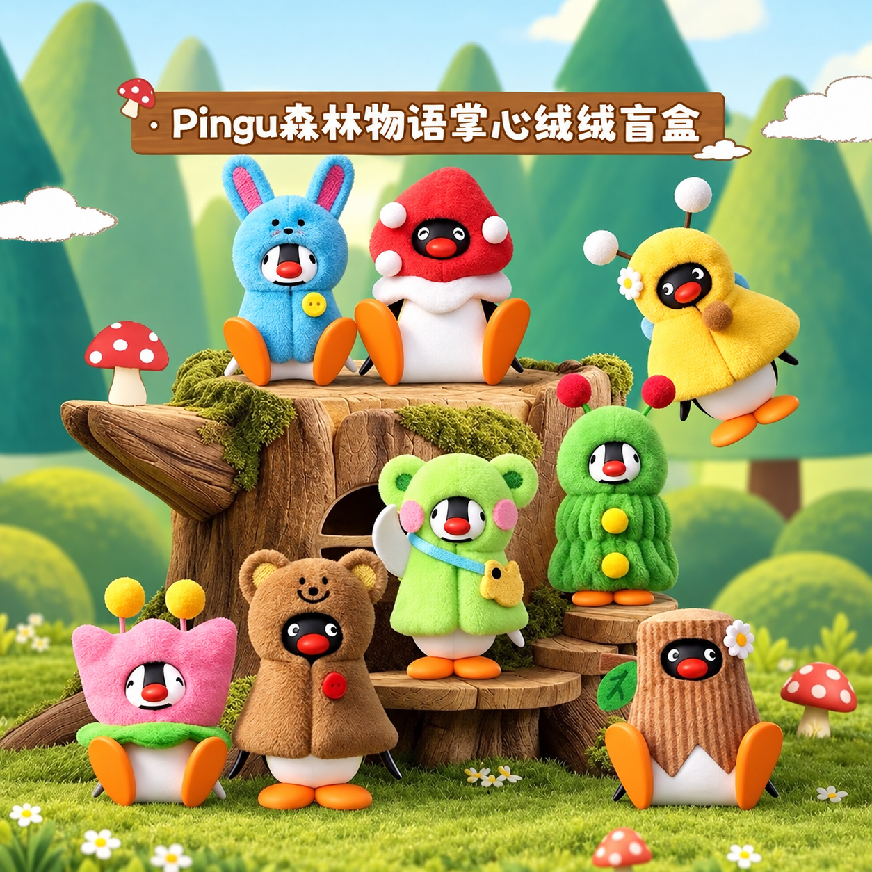 PINGU 企鵝家族 森林物語 掌心絨絨系列 盲盒 吊飾 公仔