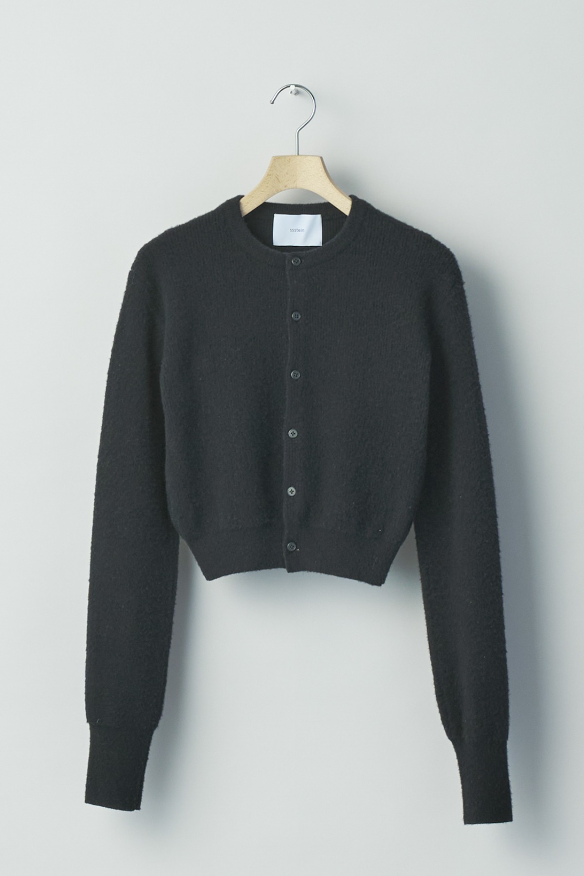 ssstein SUPER FINE WOOL MILLED KNIT MINI CARDIGAN (2COL)