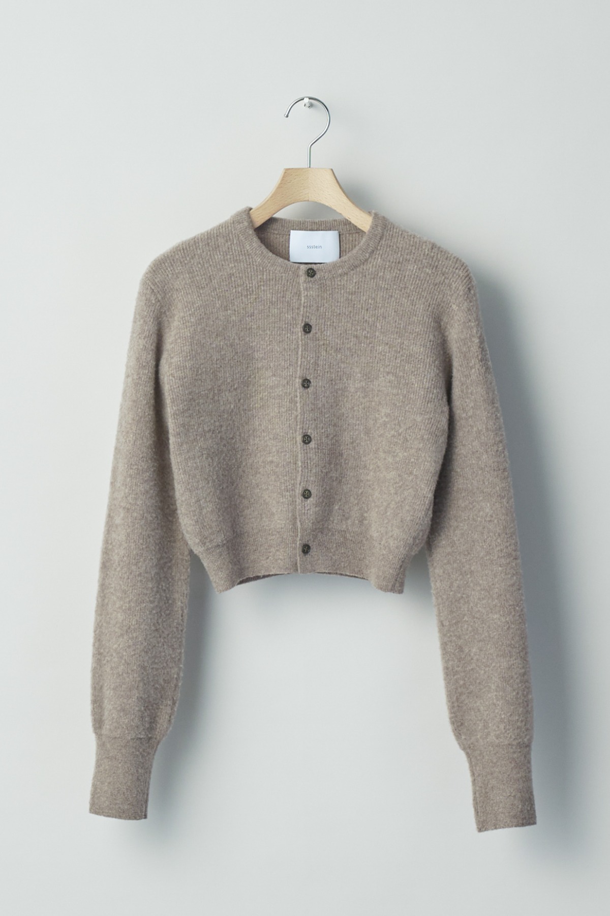 ssstein SUPER FINE WOOL MILLED KNIT MINI CARDIGAN (2COL)