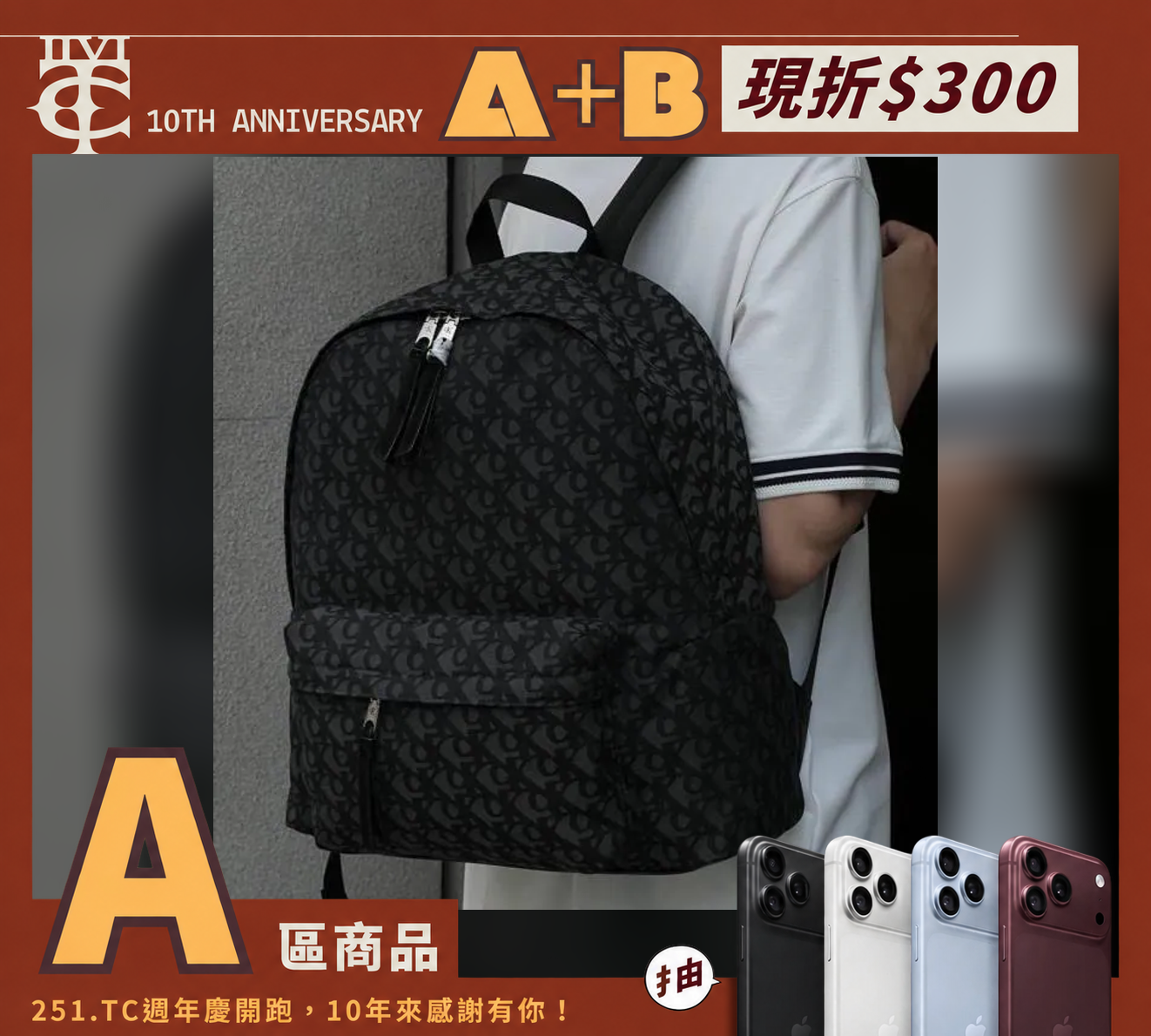 <現貨>【Calvin Klein】CK Allover Monogram Logo  滿版 老花 CK LOGO 後背包 4G3116G