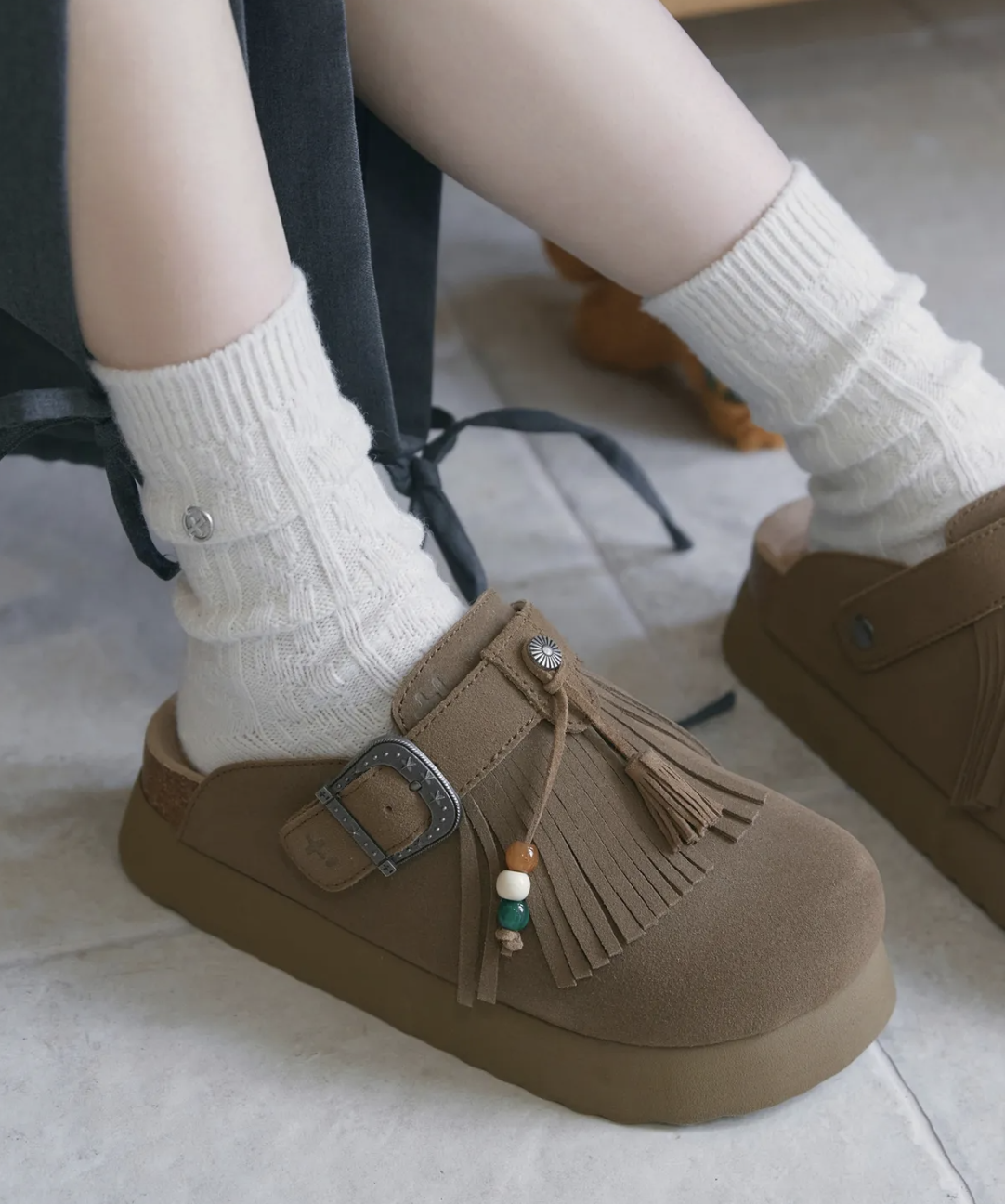 韓國代購｜OTZ Topi Fringe Clog (2 Colours)