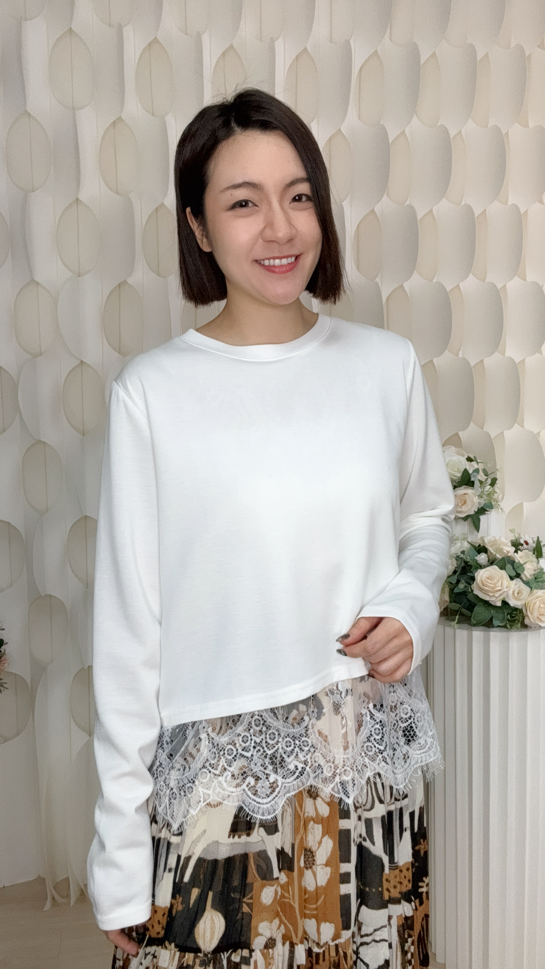 滑棉拼蕾絲內搭上衣 (胸42 腰40 長25吋) #59960 #1020clo