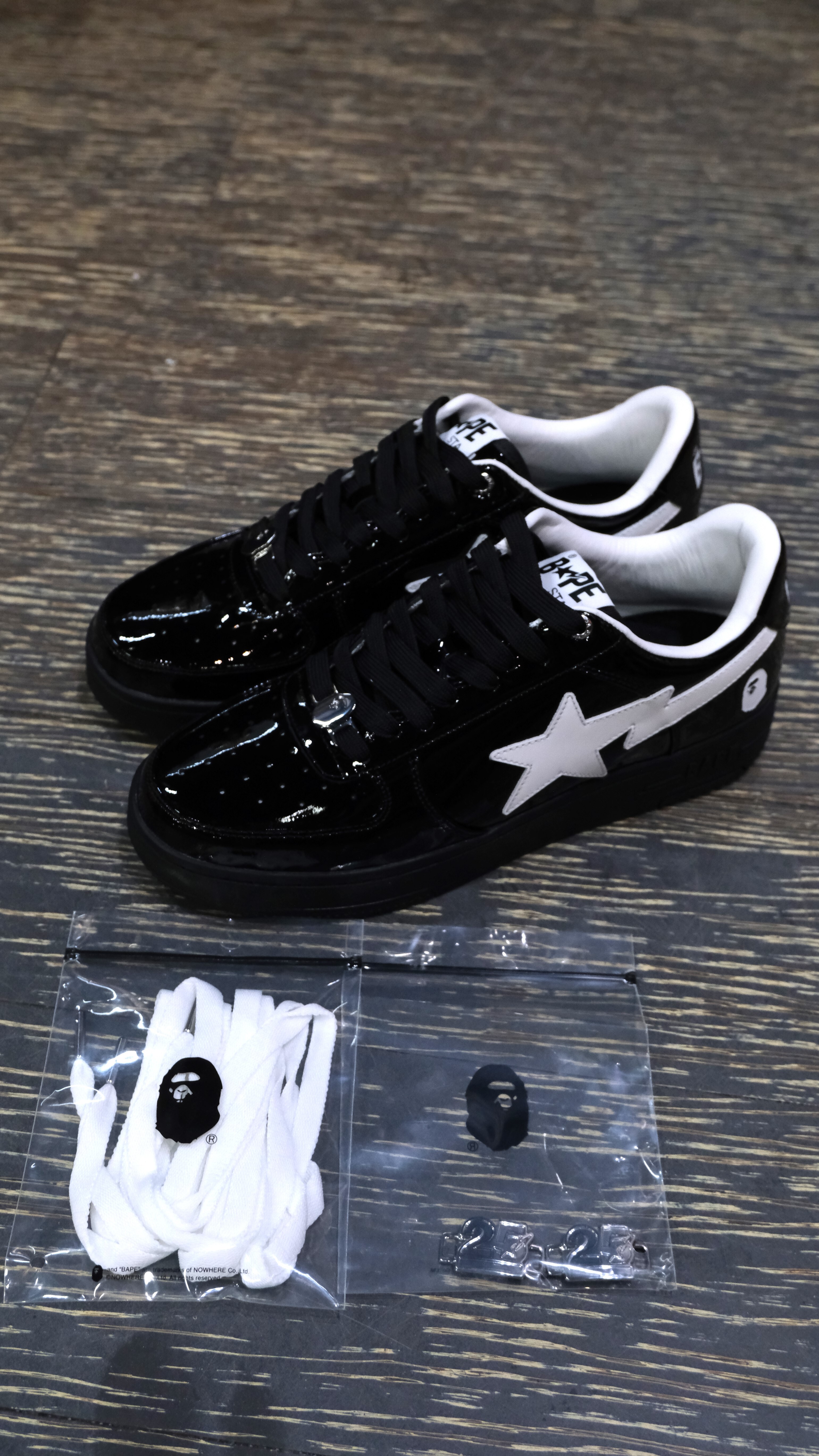 Bape sta 黑色 漆皮 流星鞋 休閒鞋  0ZXSHM302911R