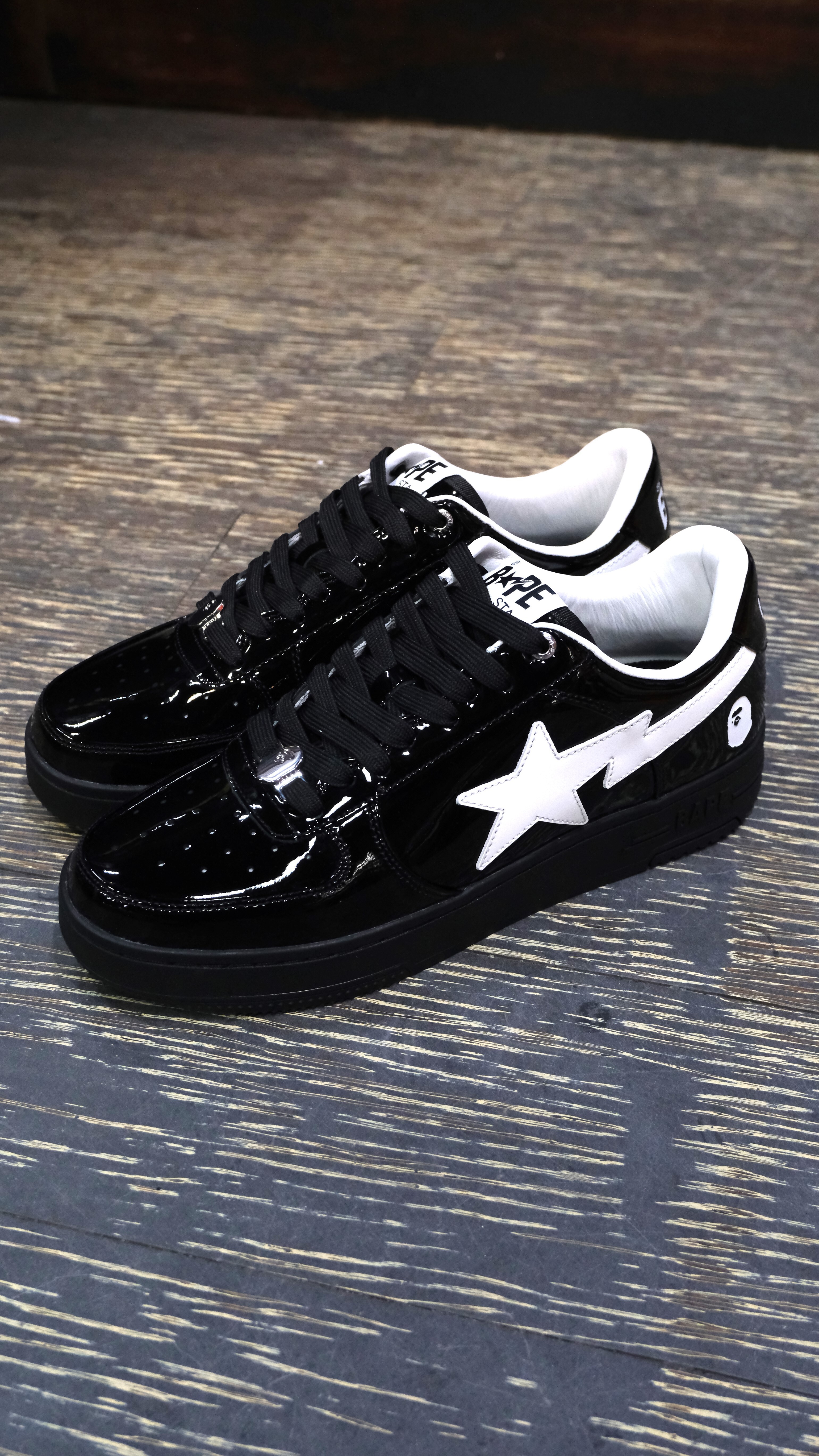 Bape sta 黑色 漆皮 流星鞋 休閒鞋  0ZXSHM302911R