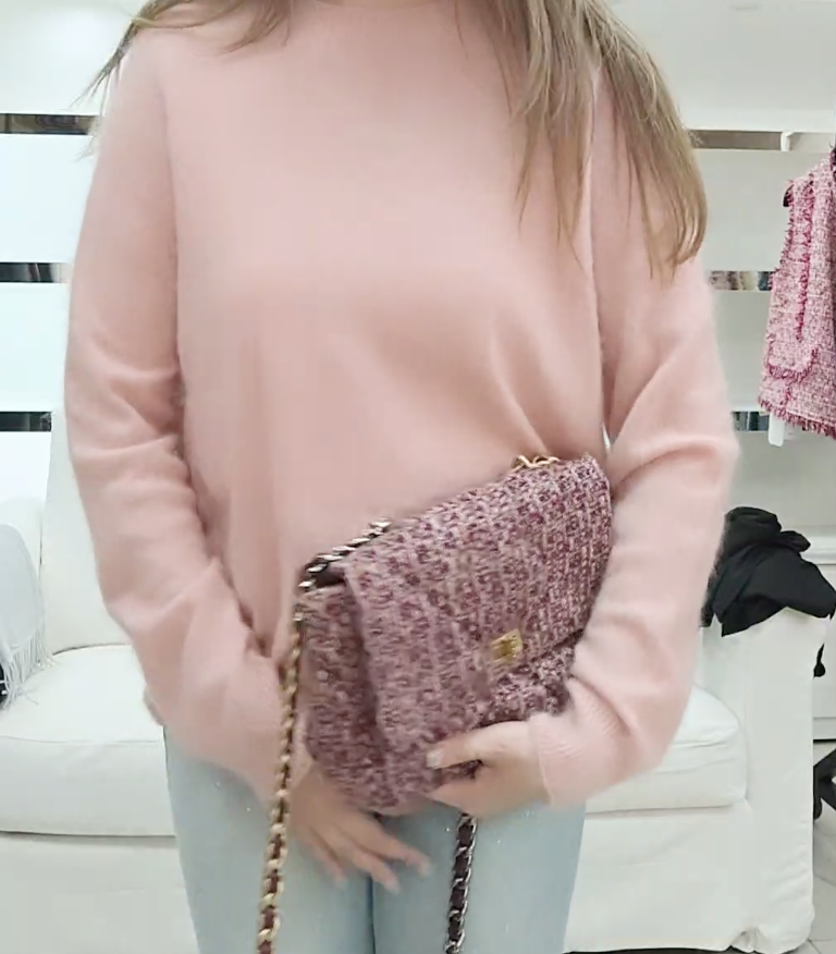 261020-A31 100%Cashmere 珊瑚粉色圓領長袖上衣