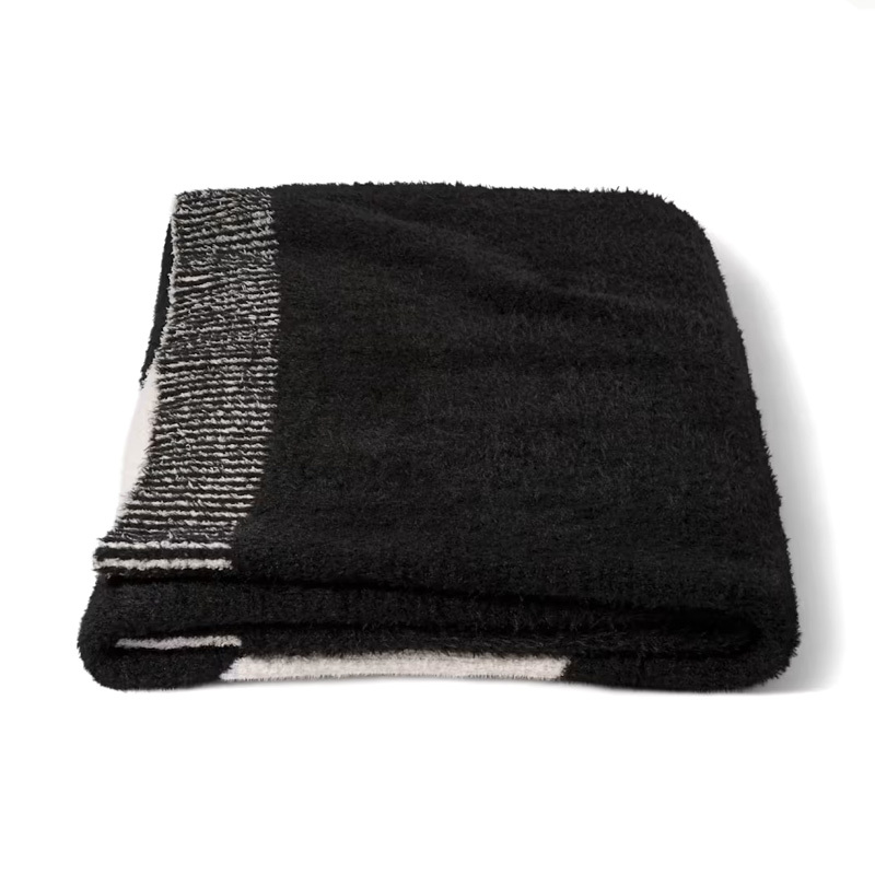 NIKE COZY EYELASH KNIT BLANKET 針織毯 雙人加大毛毯 毯子 被子 黑白 N1014950022OS [台灣現貨]
