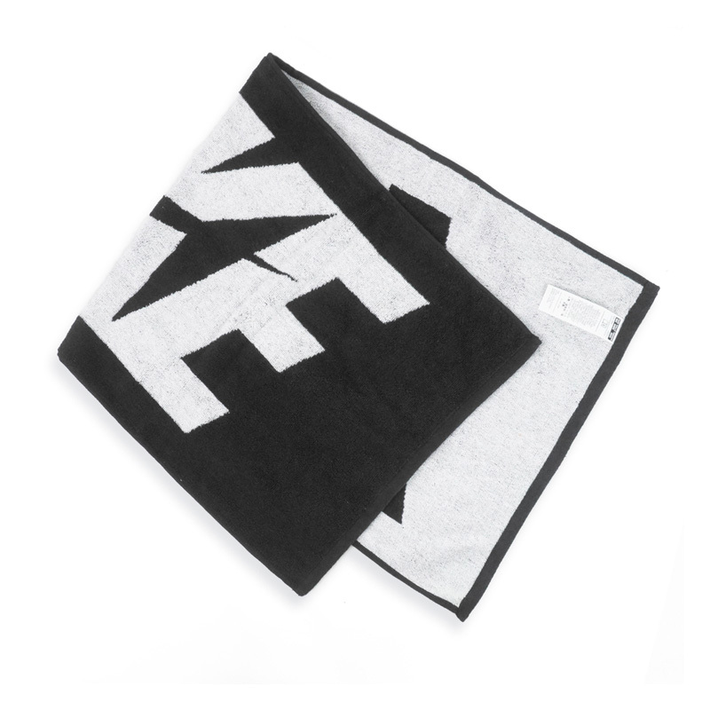 NIKE JACQUARD 運動毛巾 80X35CM 純棉 黑白 N1013385010MD [台灣現貨]