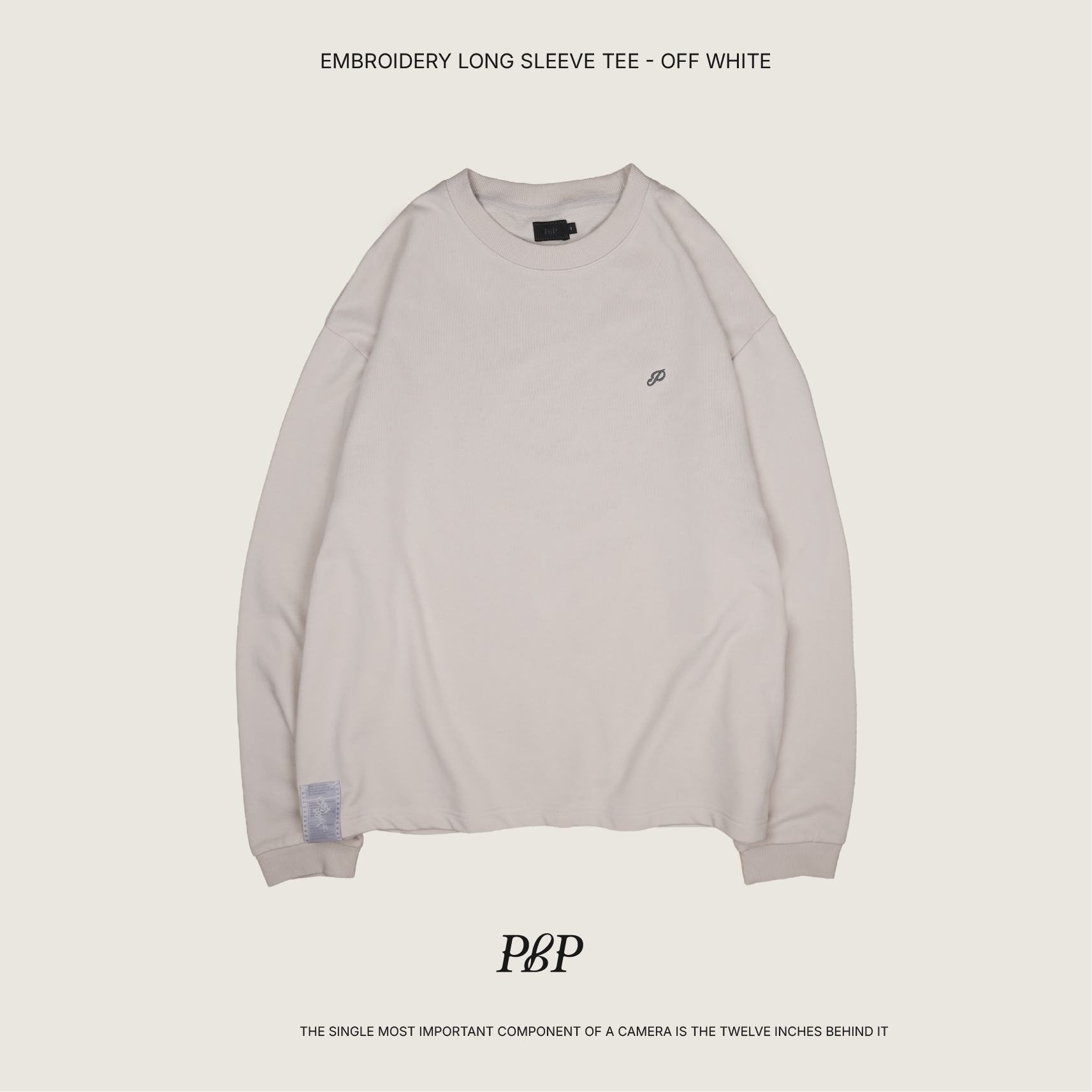 P.B.P - EMBROIDERY LONG SLEEVE TEE   - OFF WHITE