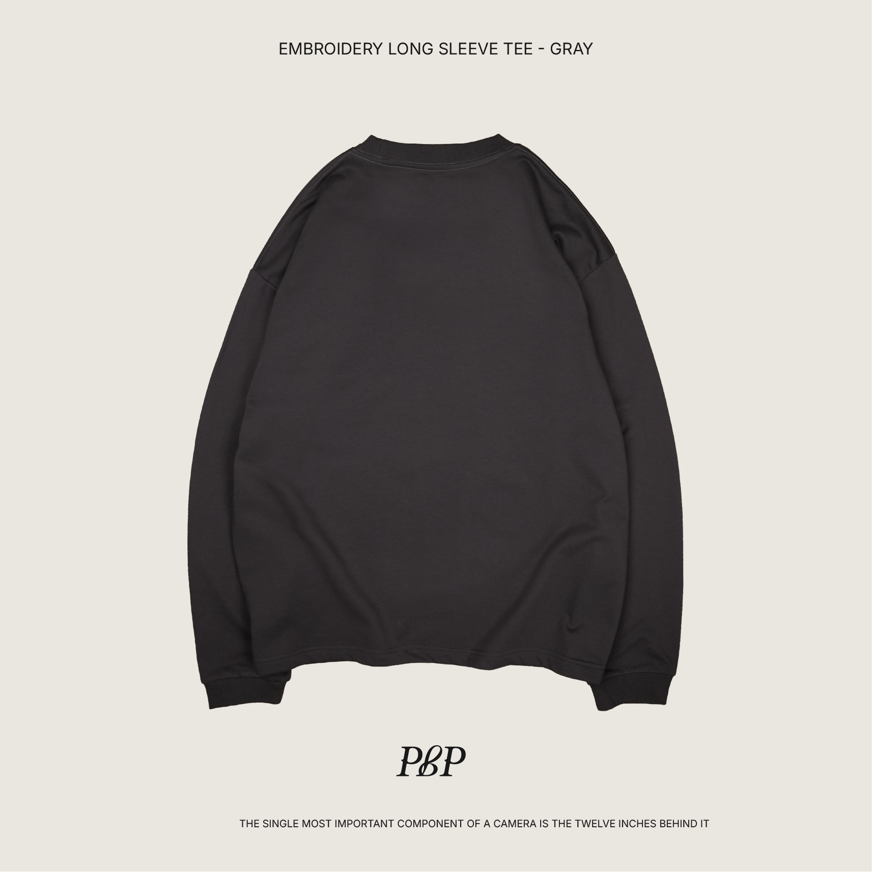 P.B.P - EMBROIDERY LONG SLEEVE TEE   - GRAY