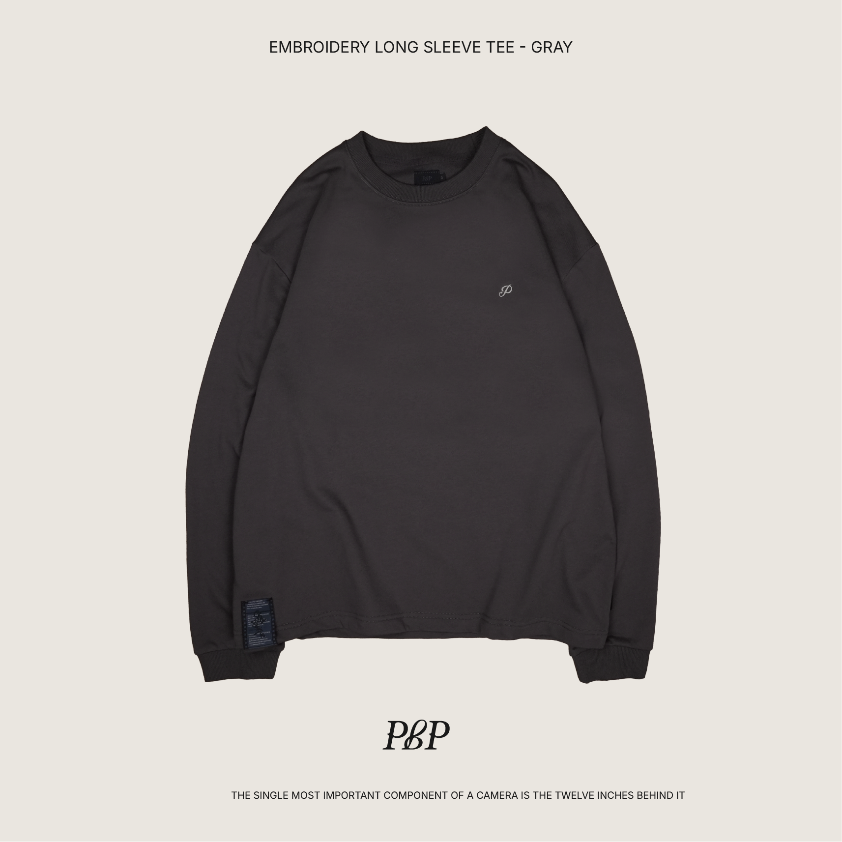 P.B.P - EMBROIDERY LONG SLEEVE TEE   - GRAY