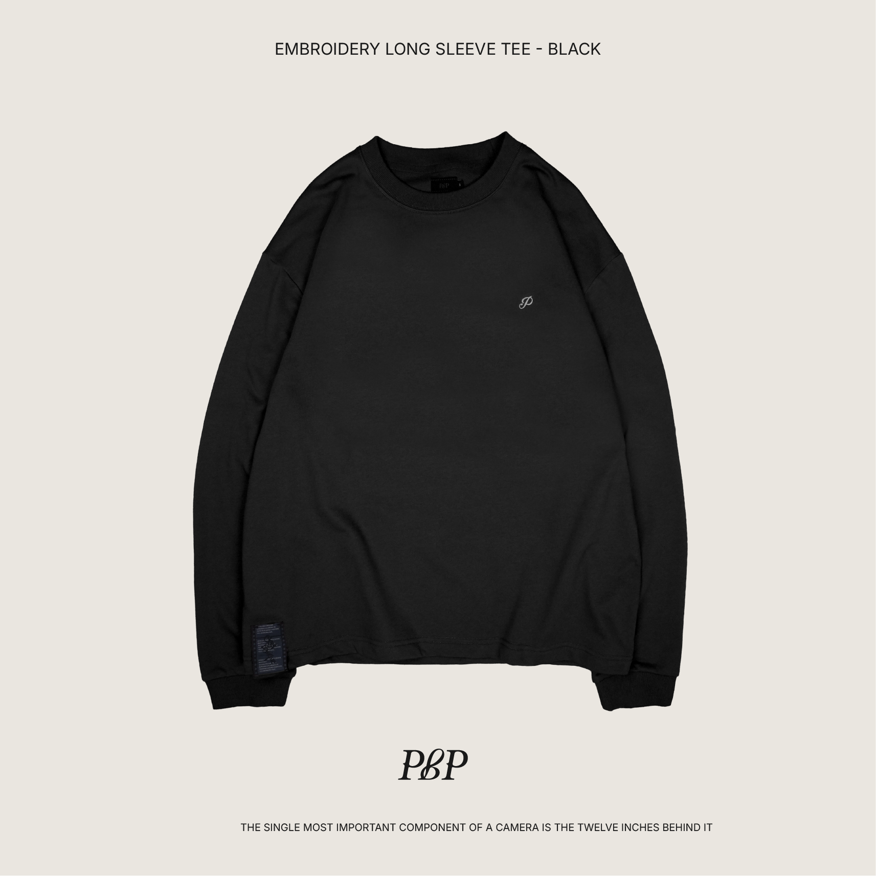 P.B.P - EMBROIDERY LONG SLEEVE TEE   - BLACK