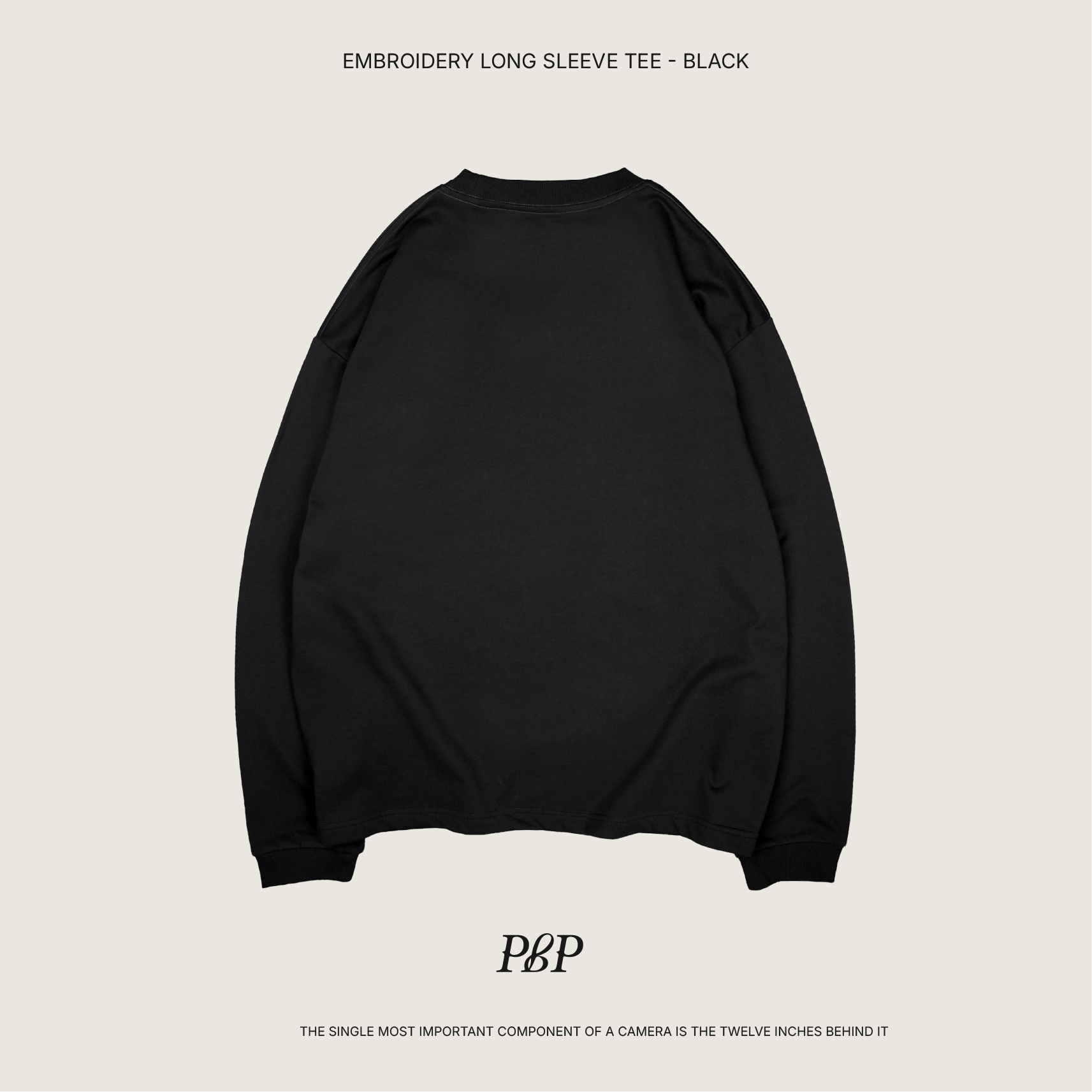 P.B.P - EMBROIDERY LONG SLEEVE TEE   - BLACK