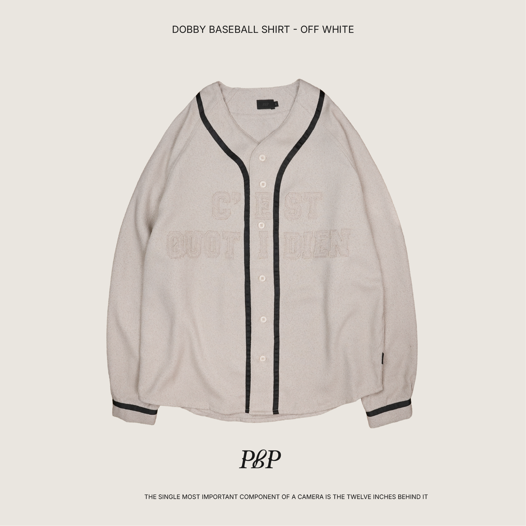 P.B.P - DOBBY BASEBALL SHIRT   - OFF WHITE