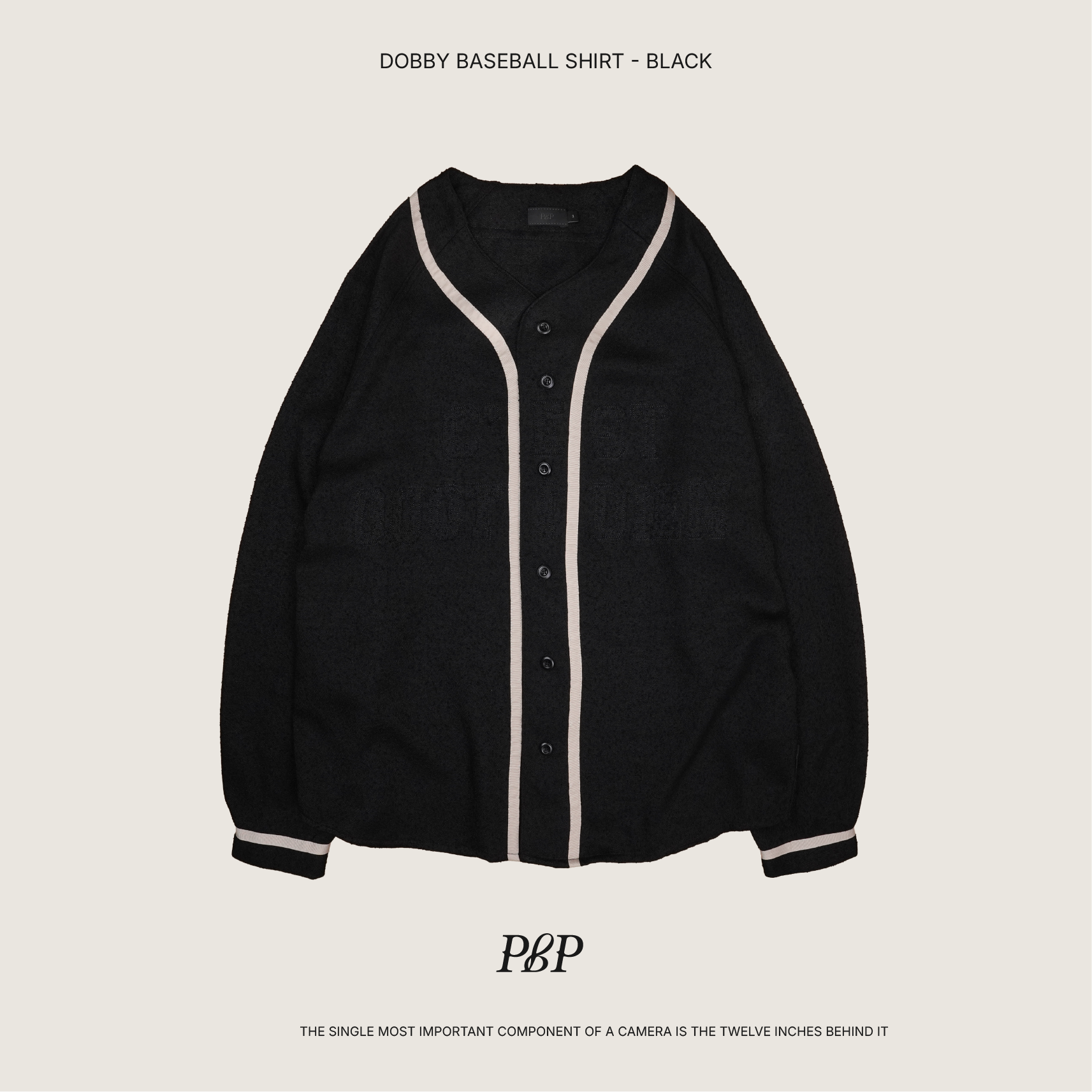 P.B.P - DOBBY BASEBALL SHIRT   - BLACK