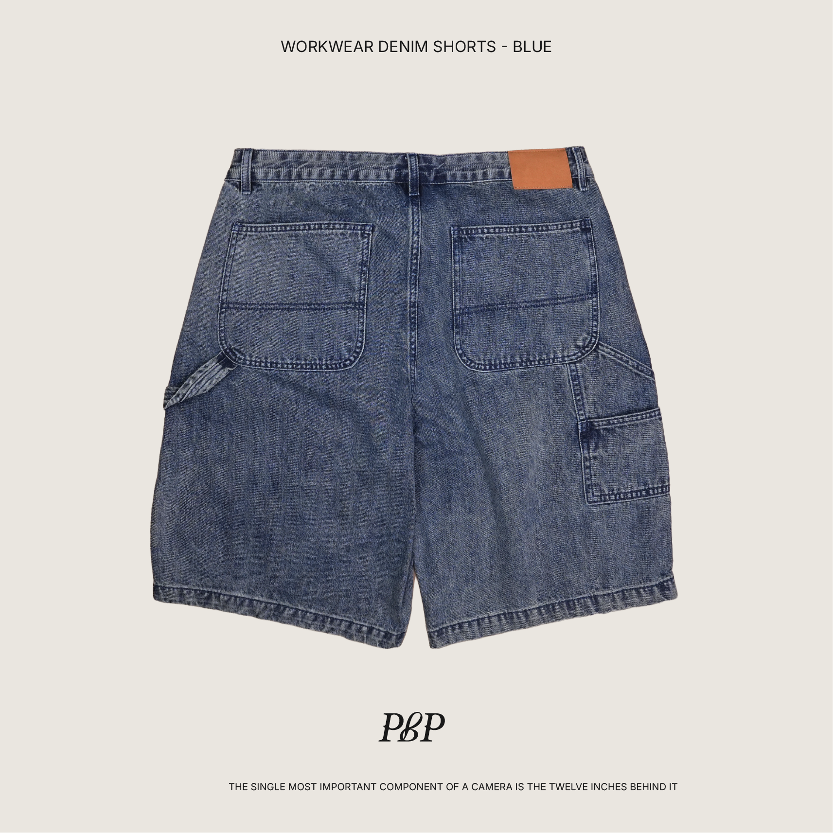 P.B.P - WORKWEAR DENIM SHORTS  - BLUE
