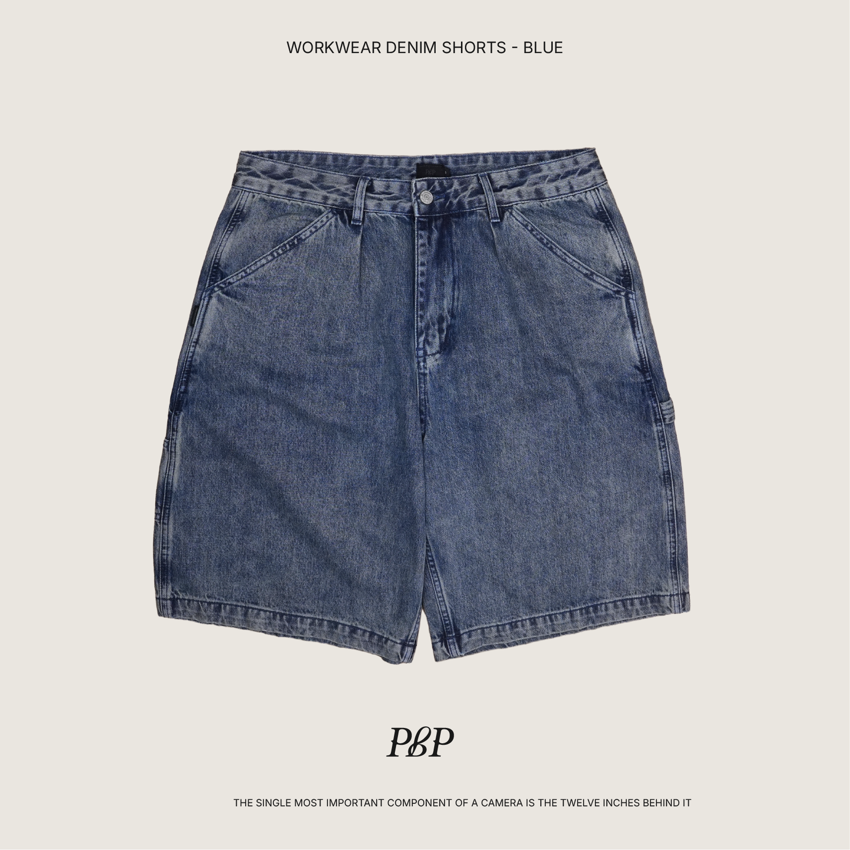P.B.P - WORKWEAR DENIM SHORTS  - BLUE