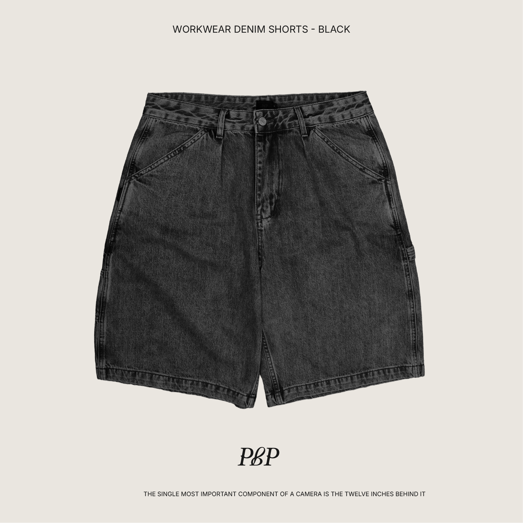 P.B.P - WORKWEAR DENIM SHORTS  - BLACK