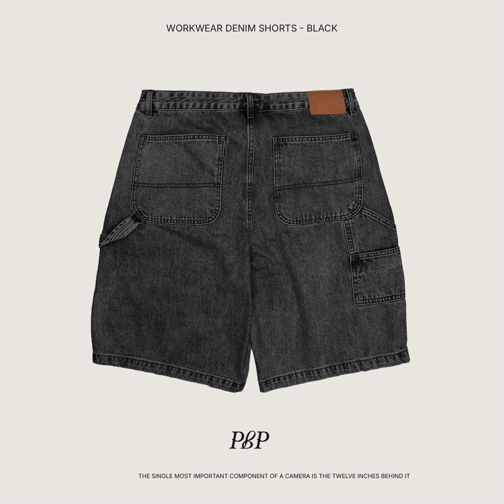 P.B.P - WORKWEAR DENIM SHORTS  - BLACK