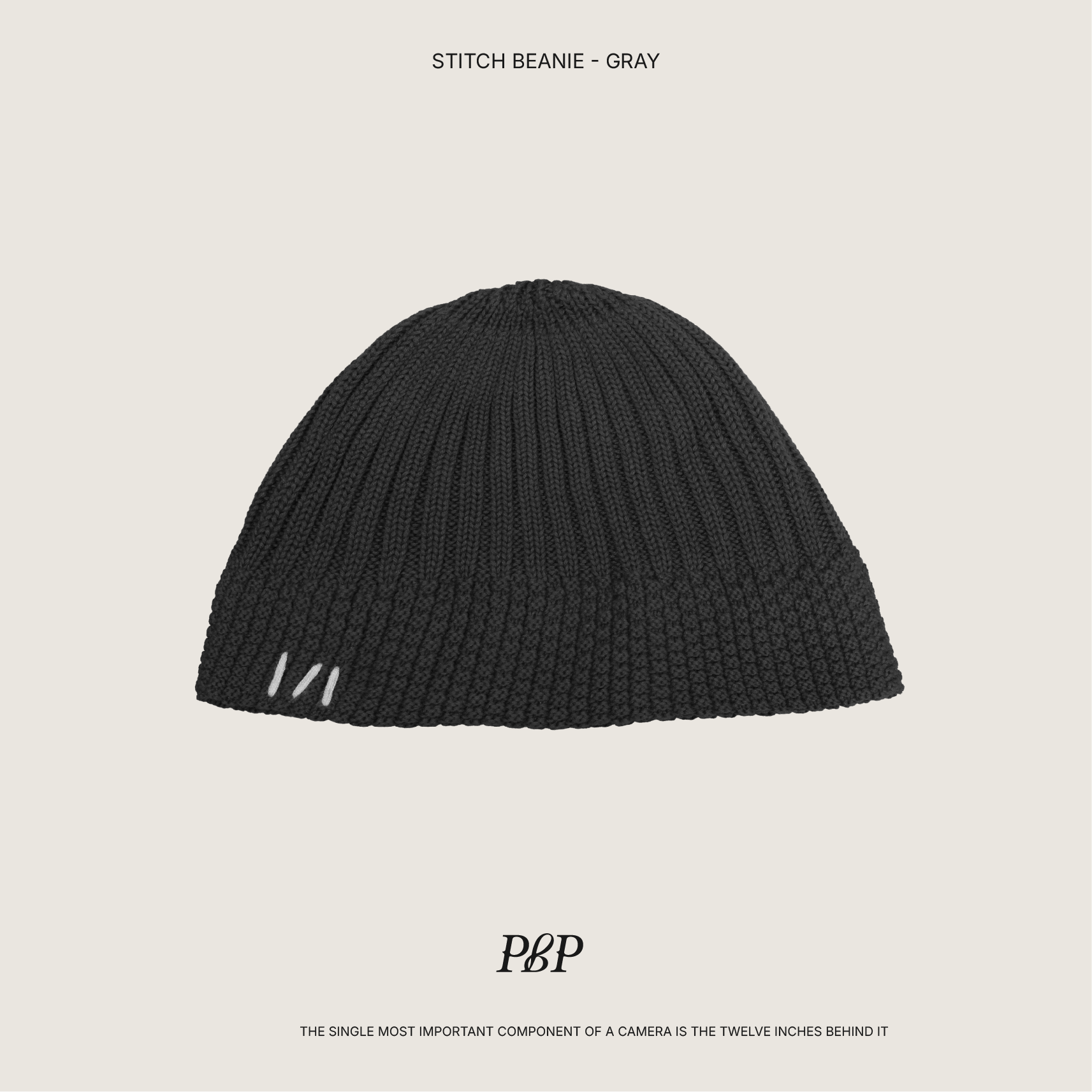 P.B.P - STITCH BEANIE  - GRAY